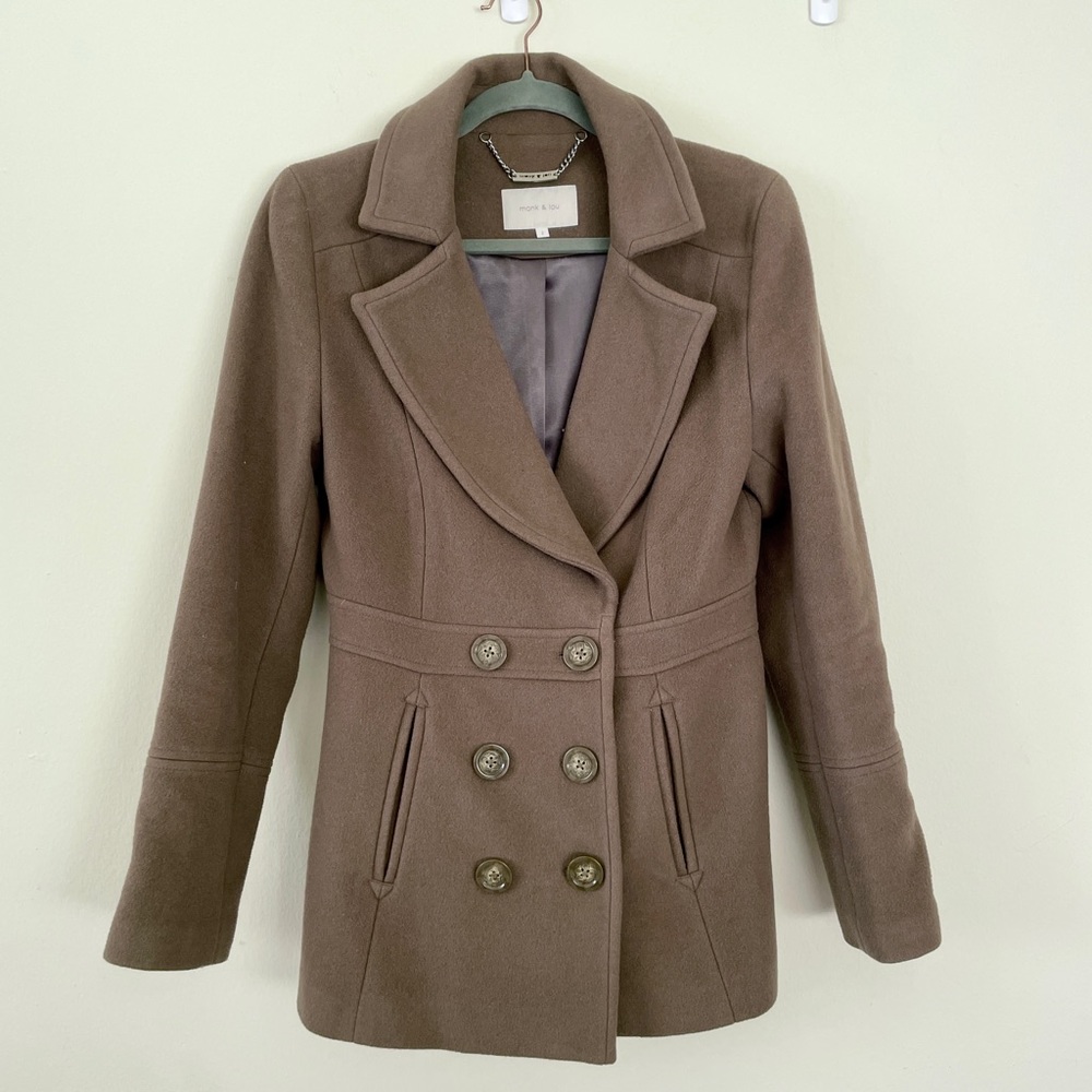 Khaki Green Wool-Cashmere Blend Peacoat (Monk & Lou)